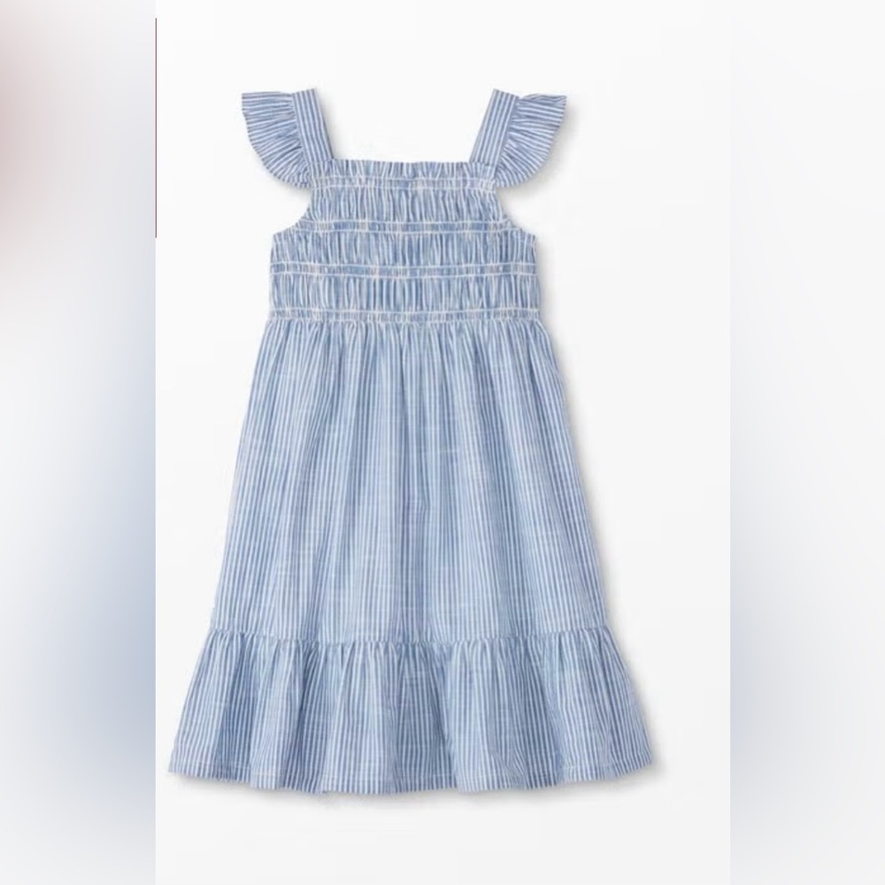 Hanna Andersson Pinstripe Dress with Smocking Size 6-7